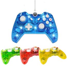 Gamepads Transparent Game Pad With LED For XBOX 360 Wired Game Joystick For XBOX 360 Controller With USB Cable