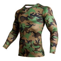 T-Shirts Camouflage Compress Shirt Men Solid Long Sleeve Fitness T Shirt Men Tee Sport T Shirt Homme Quick Dry Men Fashion Shirt Tops Tee