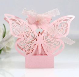 Gift Wrap 10 Pcs Hollow Butterfly Paper Boxes Creative Laser Cutting Wedding Candy Dragee Box Cookie Carton Wrapping Package