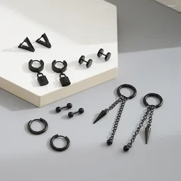 Stud Earrings 17KM Punk Stainless Steel Black Set For Men Women Vintage Hip Hop Piercing Ear Jewellery Accessories