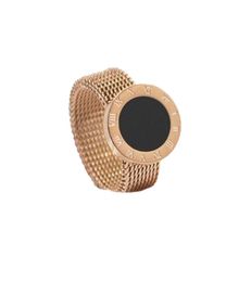 New arrivals Rose Gold color Titanium Steel Roman Numerals woven mesh cheap ringDrop Holiday gift1585594
