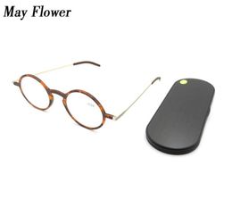 May Flower Ultrathin Antiblue Reading Glasses Round Frame Protable Pocket Presbyopic Eyewear With Magnetic Case For MenWomen3317779