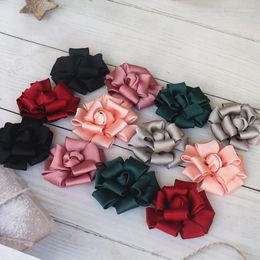 Decorative Flowers 10Pcs 6CM Handmade Satin Fabric Rose Flower DIY Hair Accessories Gift Box Decor Wedding Brooch Clothing Hats