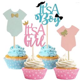 Party Supplies Glitter Boy Or Girl Cupcake Topper Gender Reveal Question Mark Cake Pick Theme Baby Shower Birthday Decors