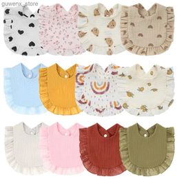 Bibs Burp Cloths Korean Style Baby Feeding Drool Bib Ruffle Floral Infants Saliva Towel Soft Cotton Burp Cloth For Newborn Toddler Kids Bibs New Y240415Y2404170TQN