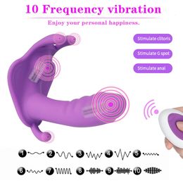 Wearable Dildo Vibrator G Spot Clitoris Stimulator Butterfly Vibrating Panties Erotic Toy Adult Toy for Women Orgasm Masturbator 240402