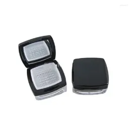 Storage Bottles 10ML 30pcs/lot Empty Black Loose Powder Case With Mirror Square Box Sifter Plastic Cosmetic Container