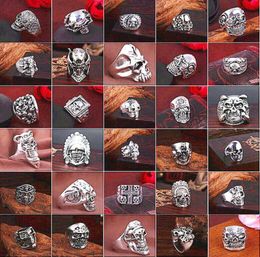 Top Gothic Punk Assorted Skull Sports Bikers Women039s Men039s Vintage Antique Silver Skeleton Jewelry Ring 50pcs Lots Whole4514908