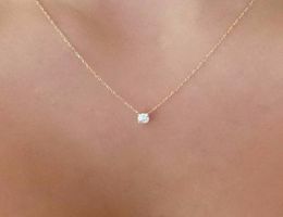 Fashion Gold Diamonds Necklaces Delicate Solitaire Pendant Dainty Pendants Necklace Bridal Jewellery Floating Diamond Jewellery9357851