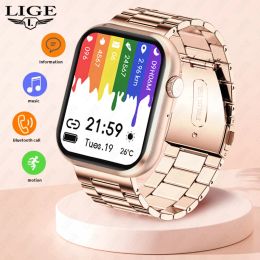 Watches LIGE 2023 Smartwatch for Men Women 1.85 Inches HD Screen Smart Watches Bluetooth Call Fitness Wrist Watch Free Shipping,Golden