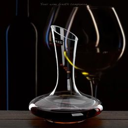 Custom Wine Decanter Crystal Handmade Base Glass Pitcher Ultra Elegant Design Easy Pour Slanted Spout for 1100ml 37Oz 240415