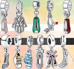 Fit charms 925 bracelet Bead Original box Beach Flip-Flops Ballet Dance Sneaker High Heels Hand European charm jewelry3991538