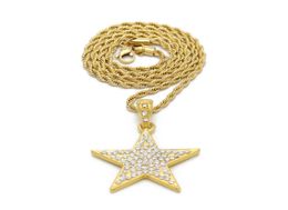 New Bling Bling Gold Star Pendant Necklace Hiphop Long Chains Necklaces for Men Women Punk Jewelry Gifts6024295