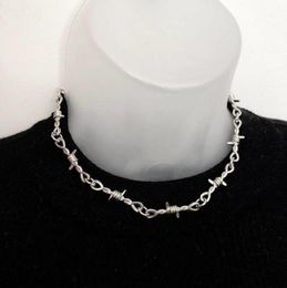 Chains Punk Style Barbed Wire Choker Stainless Steel Necklace HipHop Women039s Accessories Gothic Mens Jewellery Unisex 2021 G1313833