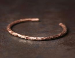 Solid Copper Hand Hammered Metal Bracelet Rustic Forged Do old Punk Cuff Bangle Viking Handmade jewelry Unisex Gift for her him Y28233935