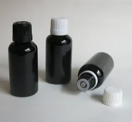 Storage Bottles Wholesale 30ML Black Glass Bottle Juice Serum Container 30CC Sample Vials Essential Oil With White Screw Cap