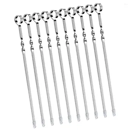 Tools 10pcs BBQ Skewers Stainless Steel Barbecue Sticks Flat Cooking Grill For Home Camping