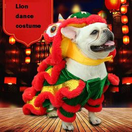 Dog Apparel Spring Festival Teddy Clothes Coat Winter Puppy Costume Pet Lion Dance Small Cat Tang Suit Year Jacket