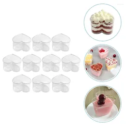 Disposable Cups Straws 10 Pcs Clear Dessert Aviation Transparent Mousse Party Tiramisu Compact Pudding Plastic Heart Shaped Accessories