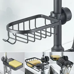 Kitchen Storage Space Aluminium Faucet Sink Drain Rack Adjustable Soap Sponge Holder Shower Rod Shelf Bathroom Organiser Basket