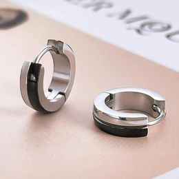Hoop Earrings JHSL Classic Men Black Silver Color Stainless Steel High Quality Fashion Jewelry Gloss Finishing Arrival