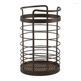 Kitchen Storage Round Utensils Holder Durable Countertop Metal Wire Racks Portable Black Utensil Caddy For Home Kitchens