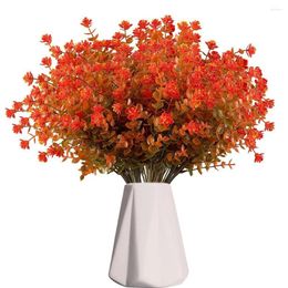 Decorative Flowers Artificial Eucalyptus Plastic Autumn Red Leaves Flower Branches Fake Plant Ornaments Wedding Party Decoration