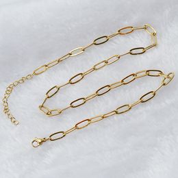 18K gold plated titanium steel paper clip finished chain fashion stainless steel necklace visual accessory