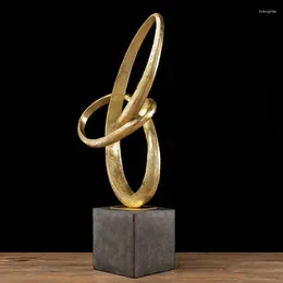 Decorative Figurines Creative Ribbon Sculpture Abstract Crafts Furnishings Desk Decoration Resins Ornaments Golden Statue Modern Home Decor