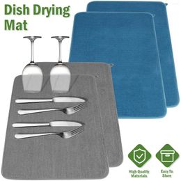 Table Mats 2Pcs Dish Drying Mat Super Absorbent Draining Board Microfiber Pad Sink Kitchen Dinnerware Placemat Pot