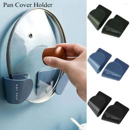 Kitchen Storage 4 Pairs Wall-Mounted Anti-Slip Hanging Household Plastic Pot Lid Stand Pan Cover Holder Rack Utensil