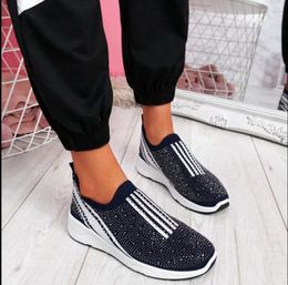 Casual Shoes Women Crystal Sneakers 2024 Woman Mesh Vulcanised Women's Comfortable Flats Ladies Fashion Loafers Female Shoe Plus Size