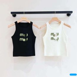 Designer Women Sexy Halter Tee Party Miui Clothes Mivmiv Shirt Women's T-shirt Luxury Embroidered Miv T Shirt Spring Stylish breathable comfortable knitwear