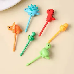 Forks 1Set Grade Plastic Mini Cartoon Kids Cake Fruit Fork Set Of Bento Sticks Party Decoration Gift Animal