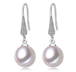 89mm White Pink Purple 100 Natural Freshwater Pearl Drop Earrings 925 Silver Zircon Jewelry for Women6516912