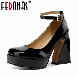 Dress Shoes FEDONAS Arrival Women Ankle Strap Pumps Leather High Heeled Party Wedding Woman Platforms Prom