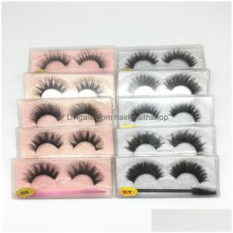 False Eyelashes 3D Mink With Arasa Brush Set Handmade Faux Fake Lashes Natural Soft Thick Long Eye Lash Pack Tra Wispy Eyelash Kit Ext Dhdfj