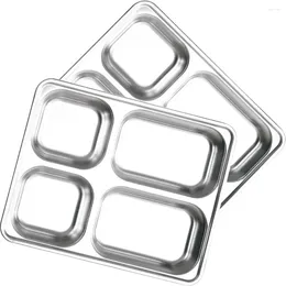 Plates Snack Portion Compartments Dinner Stainless Steel Containers Lids Divided Holder