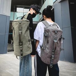 Backpack 2024 Men Retro Canvas Handbag Sports For Large Capacity Outdoor Travel Hiking Wild Duffle Student Bag