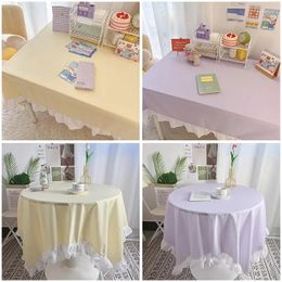 Table Cloth Korean Ins Solid Color Tablecloth Ruffle-like Lace Dustproof Desk Cover For Kitchen Wedding Dining