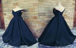 Real Image Navy Blue Cheap 2017 Prom Dresses Off Shoulder V Neck Ruched Satin Floor Length Corset Lace Up Backless Homecoming Part1918508