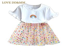 LOVE DDMM Girls Clothing Sets Summer Children039s Printed Rainbow ShortSleeved TShirts And Skirt Suit 2108049808708