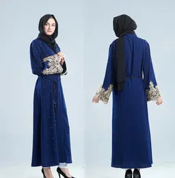Tapestries Muslim Maxi Dress Embroidery Robes Handmade Bead Cardigan Fashion Abaya