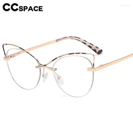 Sunglasses Frames 57026 Metal Spring Hinge Clear Eyeglass Vintage Half-Frame Transparent Spectacle Women Fashion Hollow Out Cat Eye Glasses