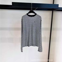 Women's Hoodies & Sweatshirts Spring/summer Classic Thin Striped Long Sleeved Round Neck Pullover T-shirt Loose Lazy, Versatile