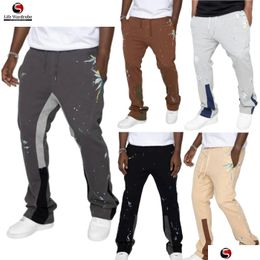 Men'S Jeans Mens Flared Sweatpants Men Stacked Sweat Pants High Quality Trousers Joggers Cargo 231117 Drop Delivery Apparel Clothing Dhv6U