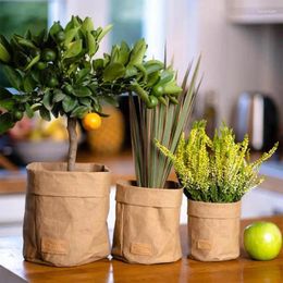 Storage Bags Kraft Paper Flower Pot Washable Bag Multipurpose Cover Waterproof Refrigerator Basket