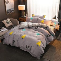 Bedding Sets Home Textile Gray Kid Teen Cactus Bed Linens Boy Girls Christmas Tree Pattern Duvet Cover Pillowcase Flat Sheets