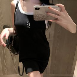 Sleeveless Knitted Vest Dresses Women Designer Clothing Embroidered Letter Party Skirt Charm Lady Sexy Tank Dress Wear