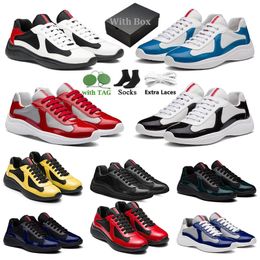 2024 With box Americas Cup Xl round toe green black Casual Shoes low Patent Leather Mesh Nylon Trainers designer shoes Sneakers America Cup Men Lace-up Sneaker NO53